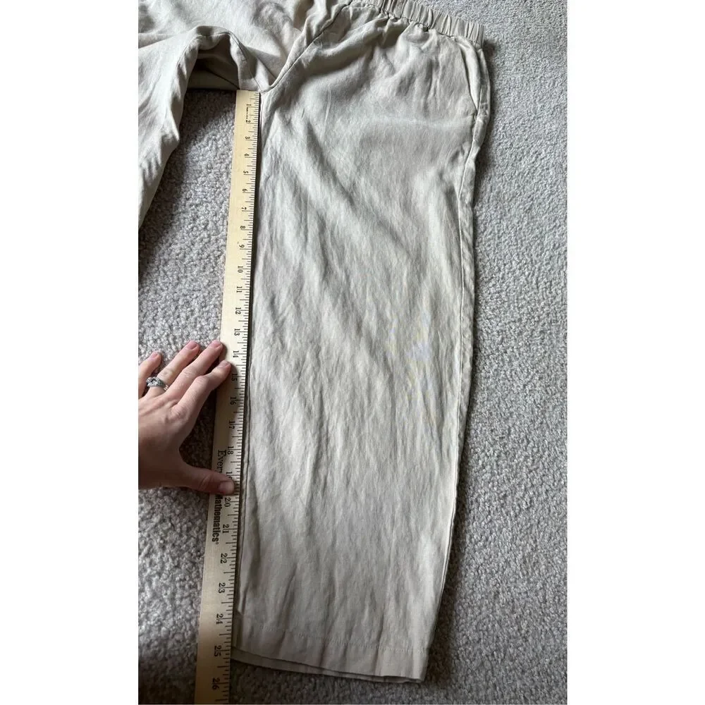 Quince 100% European Linen Pants size M‎ Cream Pull On Lagenlook